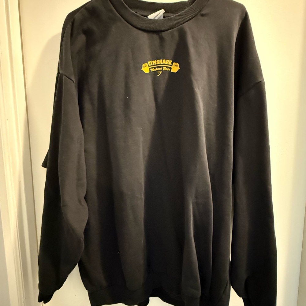 Gymshark Black Crewneck Sweater with Yellow Logo